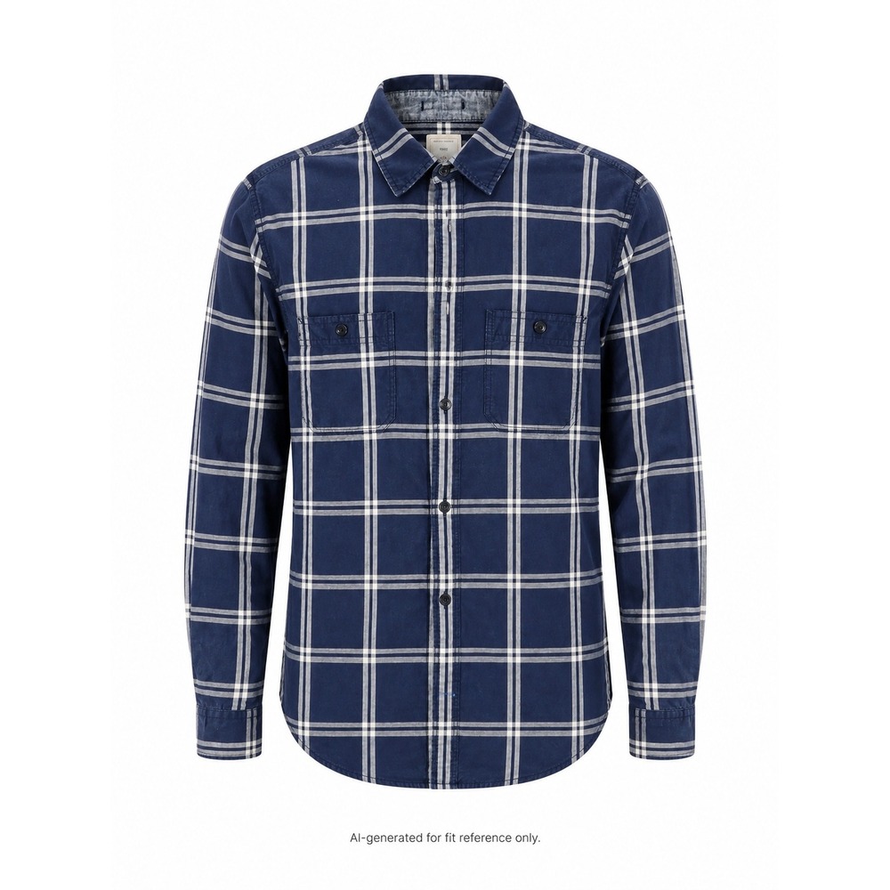 Gap Men's M Blue Plaid Cotton Long Sleeve Button-Down Pocket Shirt